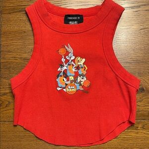 Forever 21 Red Tune Squad Crop Top